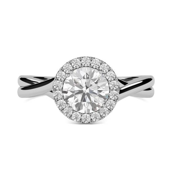 Twist-Runddiamant-Einzelhalo-Ring