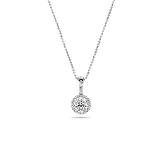 Runder Diamant-Anhänger mit Halo-Fassung