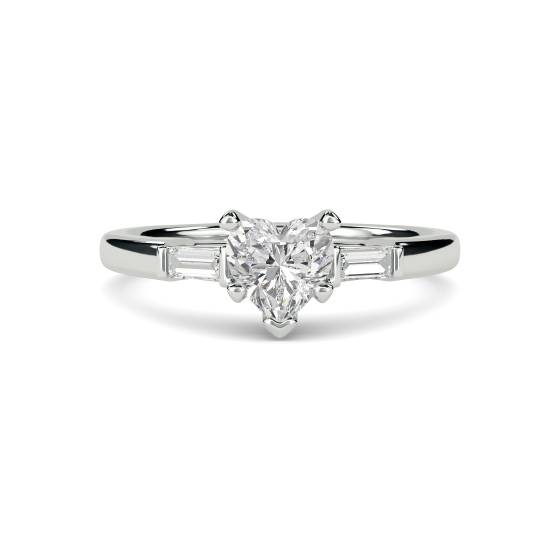 Moderner Herz- und Baguette-Diamant-Trilogie-Ring
