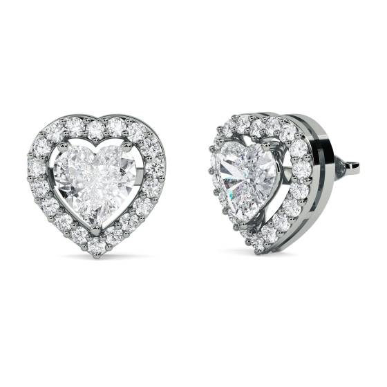 Herzförmige Diamant-Ohrringe mit Halo-Fassung
