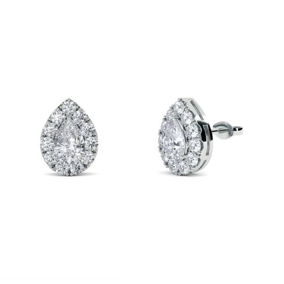Birnenförmige Diamant-Ohrringe mit Halo-Fassung