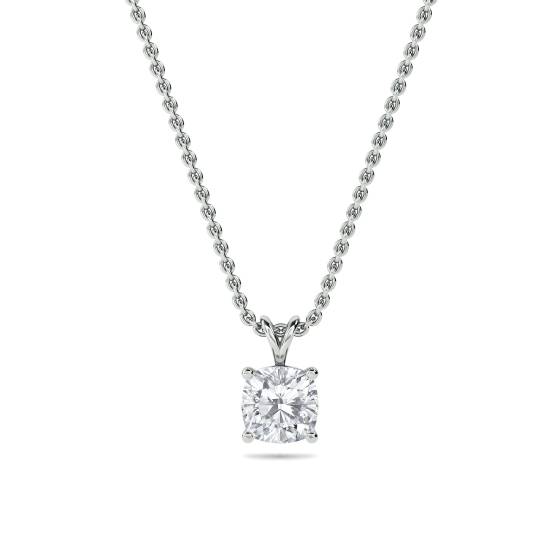 Moderner Kissenförmiger Diamant-Solitär-Anhänger