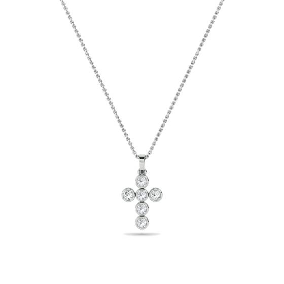 Moderner runder Diamant-Kreuzanhänger