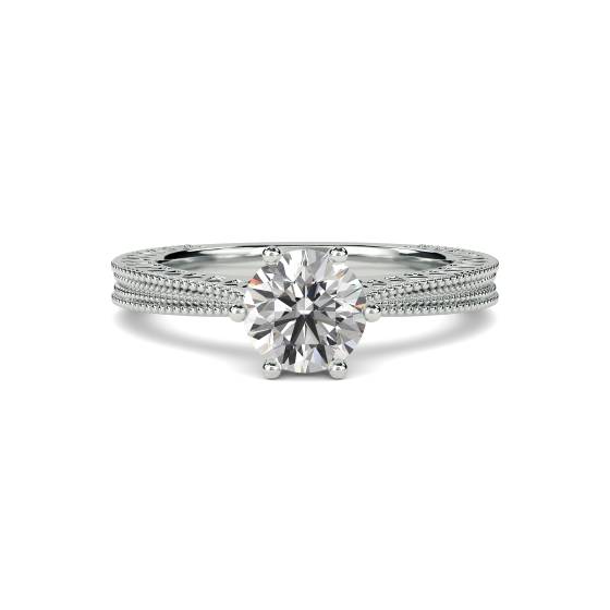 Einzigartiger Ring im Vintage-Filgrinth-Stil mit einem einzelnen runden Diamanten