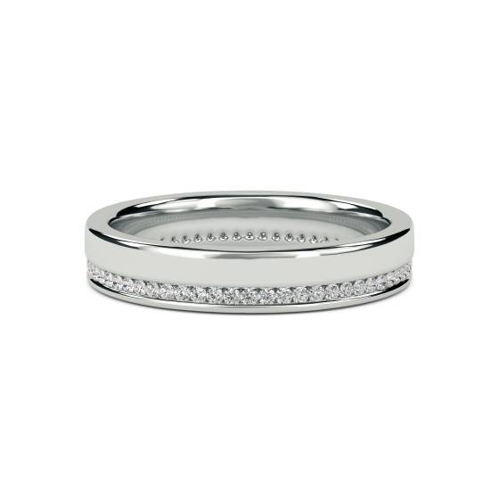 Brushed Finish Round Diamond Wedding Ring
