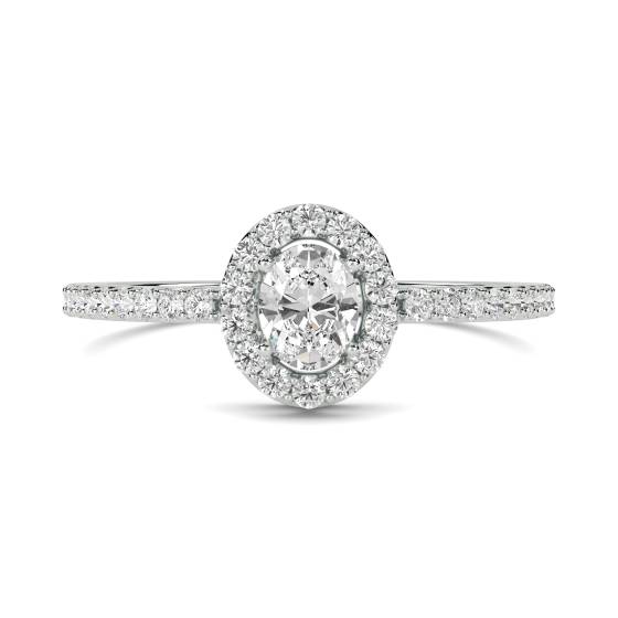Ovaler Naturdiamant (0,80 ct, SI2/H) mit passender Ringschiene