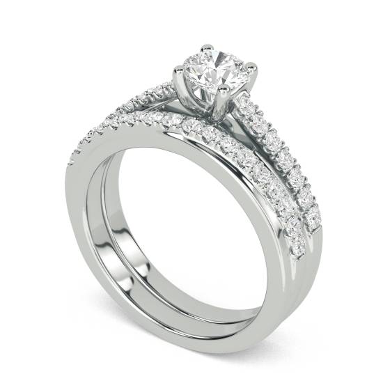 Runder Diamant-Schulterring mit passendem Band