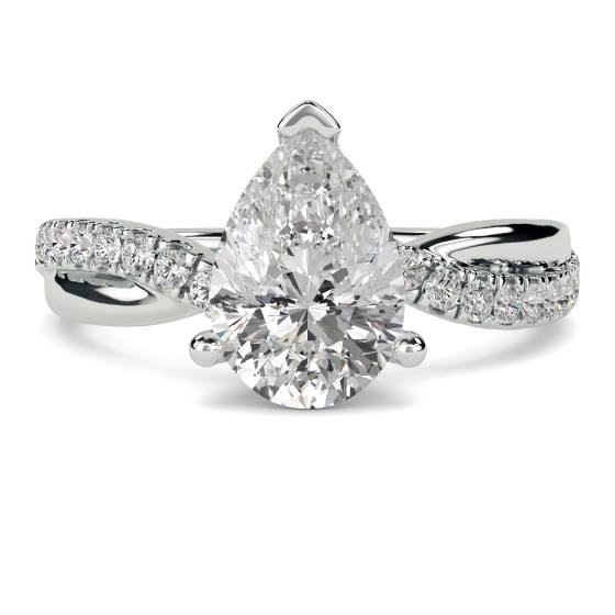 Verlobungsring mit birnen- und runden Diamanten im Infinity-Stil