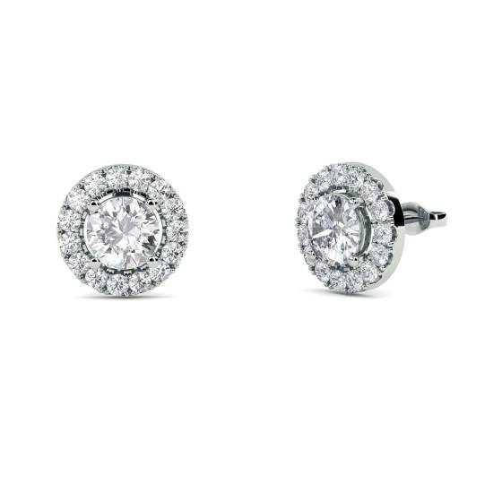Ohrringe mit rundem Diamanten und einzelnem Halo