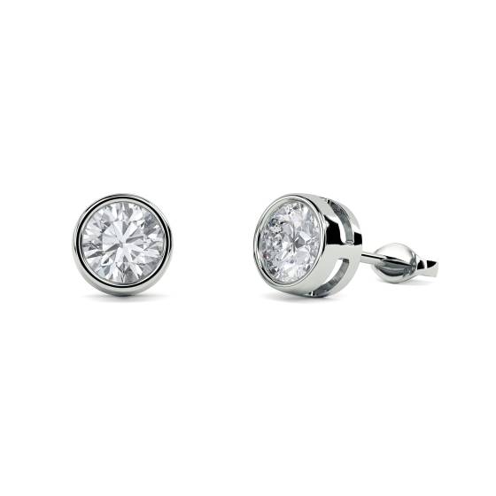 Ohrringe mit rundem Diamanten im Zargenfassung