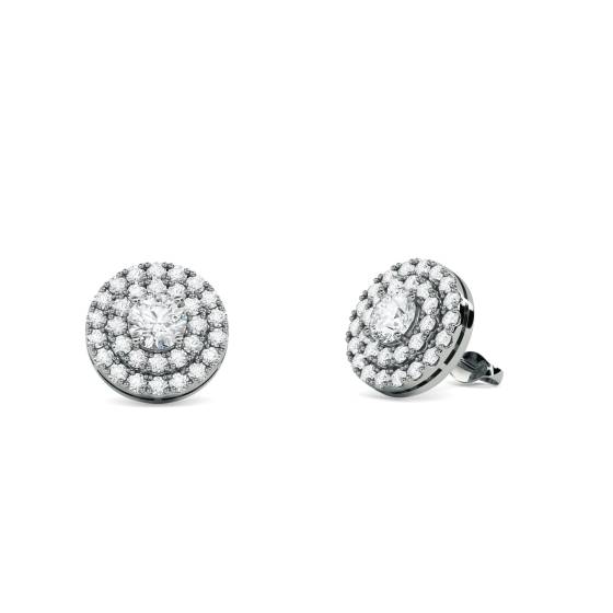 Ohrringe mit rundem Diamanten und doppeltem Halo