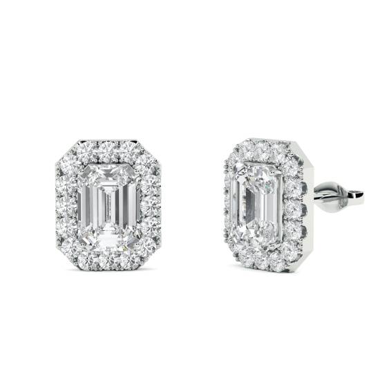 Ohrringe mit Smaragd-Diamant-Halo