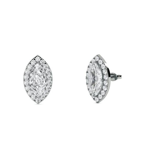 Marquise-Diamant-Ohrringe mit Halo-Fassung
