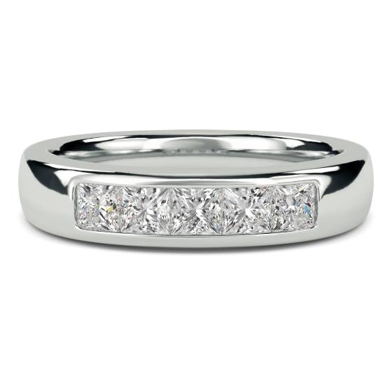 Halb-Ewigkeitsring mit fünf Steinen im Prinzessinnenstil und Diamanten