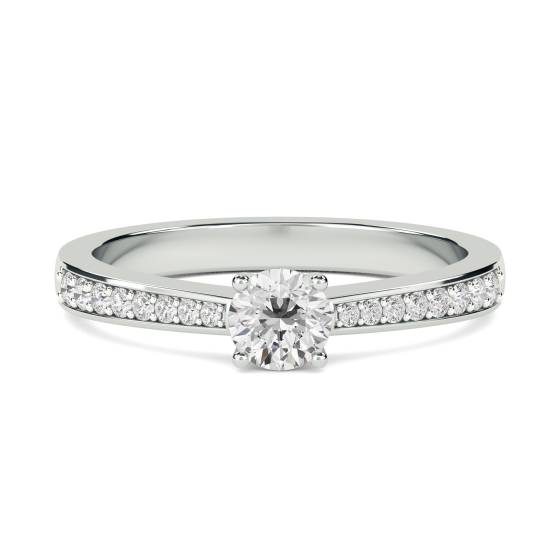 0,50 ct VS/E-F Petite Round Natural Diamond Shoulder Set Ring