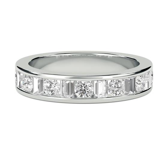 0,25 ct VS/E-F 3 mm Petite Round and Baguette Natural Diamond Eternity Ring