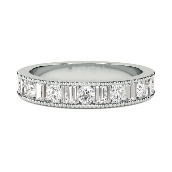Milgrain Round and Baguette Diamond Eternity Ring