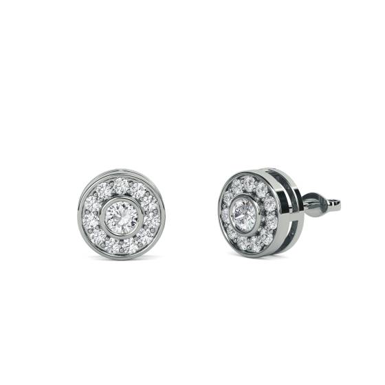 Ohrringe mit rundem Diamanten und einzelnem Halo