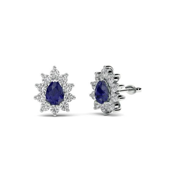 Ohrringe mit blauem Saphir und Diamanten
