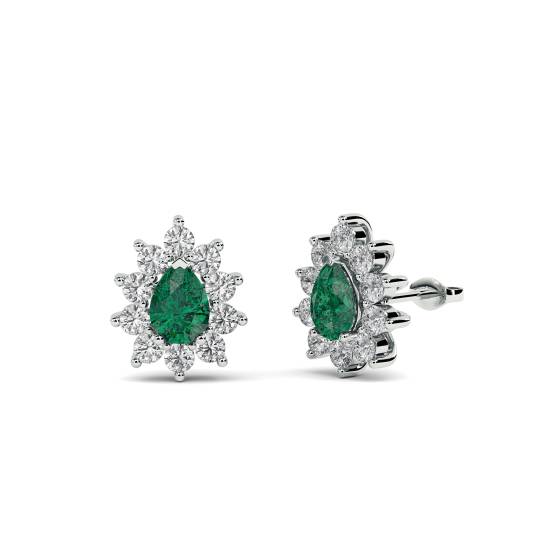 Smaragd- und Diamant-Cluster-Ohrringe