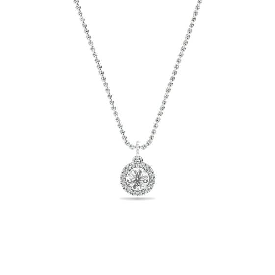 Pavé-gefasster runder Diamant-Anhänger mit Halo-Fassung