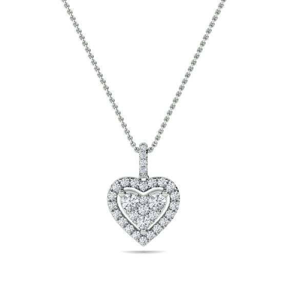 Klassischer runder Diamant-Herzanhänger mit 0,40 ct