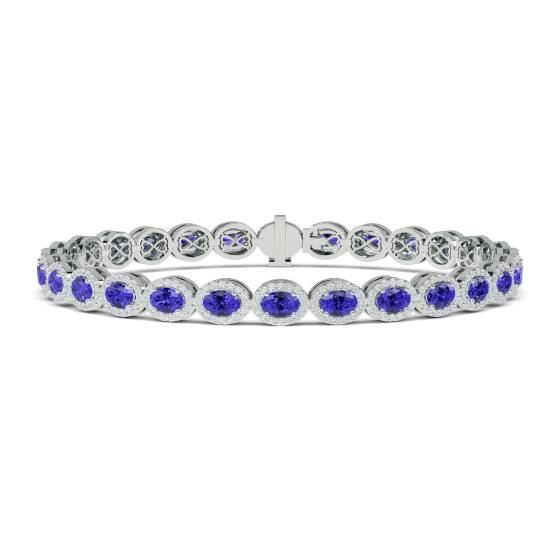 Elegantes Tennisarmband mit 12,30 ct Diamanten und blauem Saphir