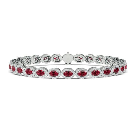 Elegantes Tennisarmband mit Diamanten und Rubinen (12,30 ct).