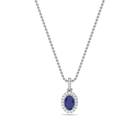 Ovaler Anhänger aus blauem Tansanit und Diamanten (1,60 ct).