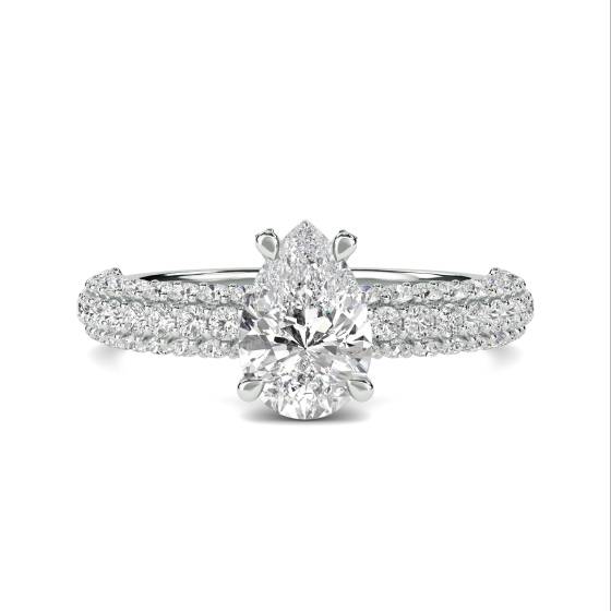 Ring mit 0,75 ct SI2/G Birnenschliff-Naturdiamanten im Schulterbereich