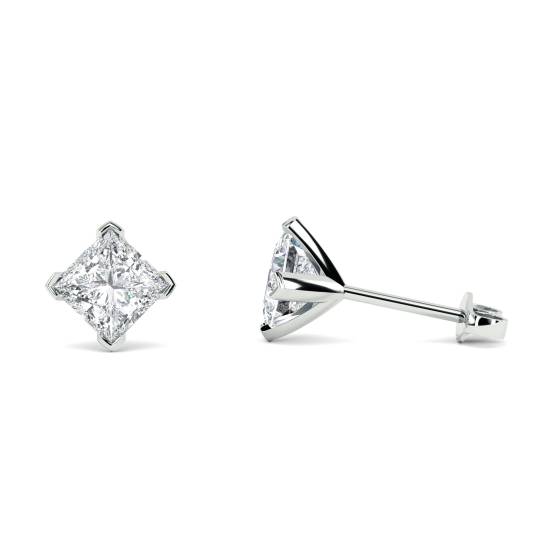 0,10 ct Vier-Ecken-Krappen-Prinzess-Diamantohrringe