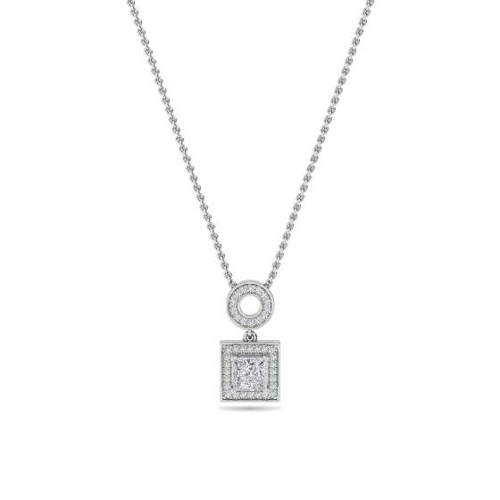 Prinzessin-Diamant-Anhänger mit Halo-Fassung