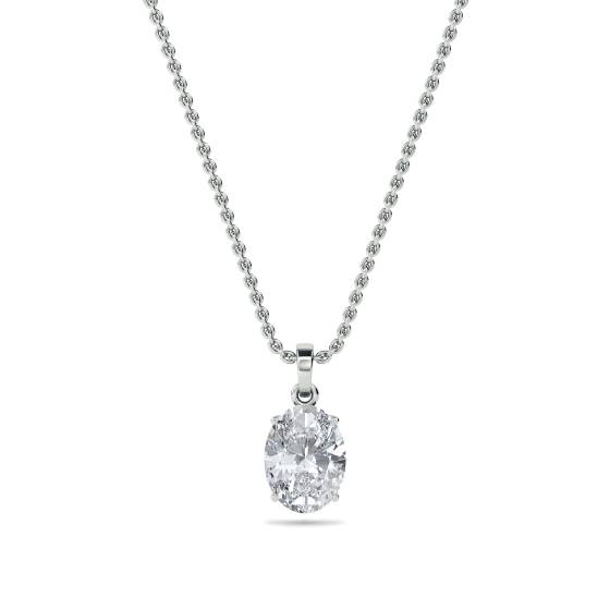 Moderner ovaler Diamant-Solitär-Anhänger