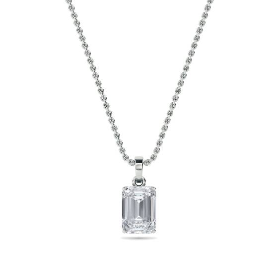 Moderner Smaragd-Diamant-Solitär-Anhänger