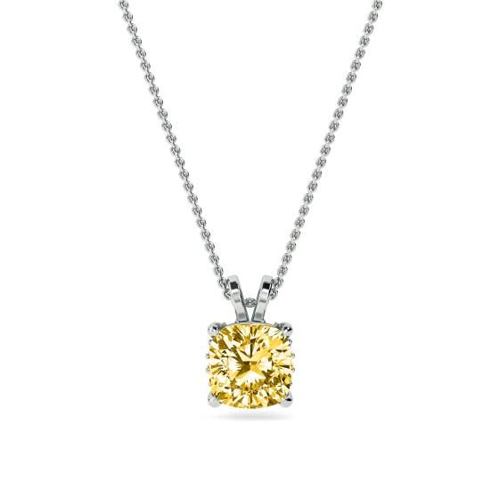 Kissenförmiger gelber Diamant-Solitär-Anhänger