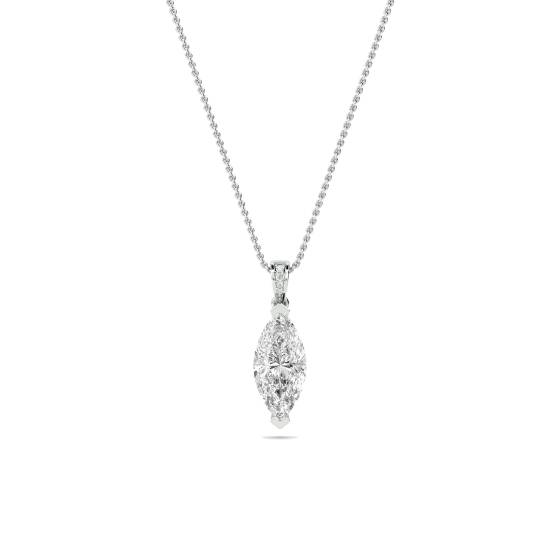 Moderner Solitäranhänger mit Marquise- und Rundschliffdiamanten