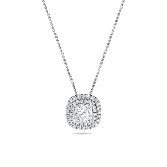 Kissenförmiger Diamant-Anhänger mit Halo-Fassung