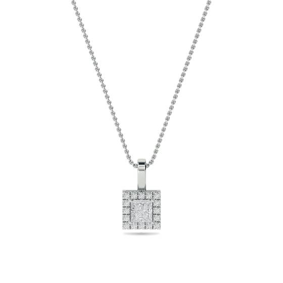 Prinzessin-Diamant-Anhänger mit Halo-Fassung
