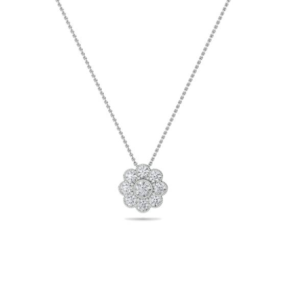 Runder Diamant-Anhänger mit Halo-Fassung