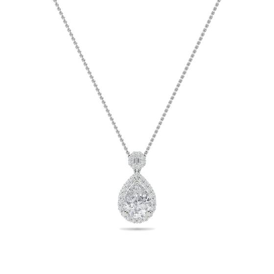 Birnenförmiger Diamant-Anhänger mit Halo-Fassung