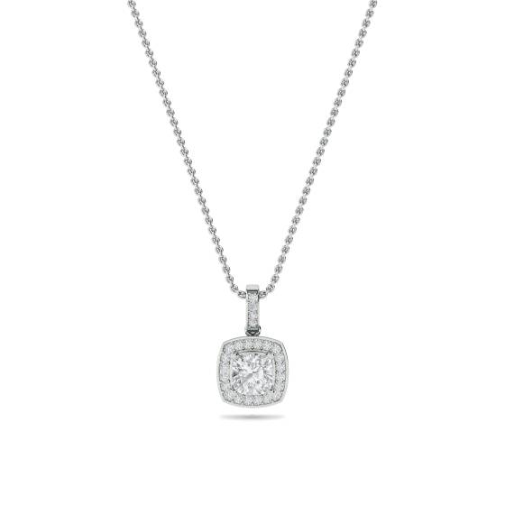 Kissenförmiger Diamant-Anhänger mit Halo-Fassung