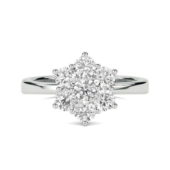 Eleganter Ring mit rundem Diamanten in Blumenform