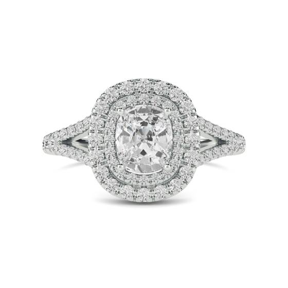 Halo-Ring mit 1,53 ct SI1/G Kissen-Naturdiamant