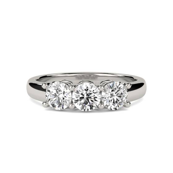 Trilogie-Ring mit 0,50 ct VS2/F rundem Naturdiamanten