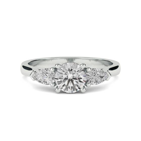 Trilogie-Ring mit 1,00 ct SI2/G rundem Naturdiamanten