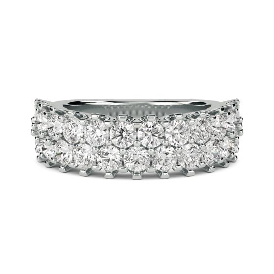 Zweireihiger runder Diamant-Ewigkeitsring