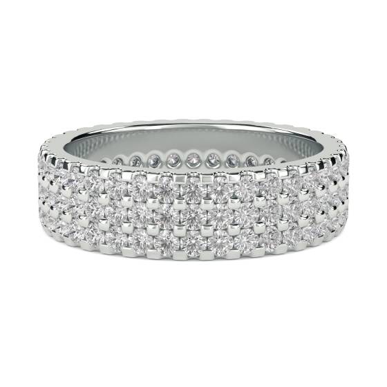 Dreireihiger runder Diamant-Ewigkeitsring