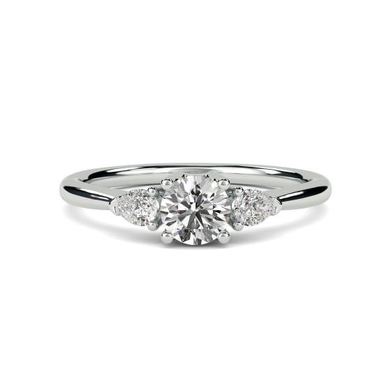 Trilogie-Ring mit rundem und birnenförmigem Diamanten