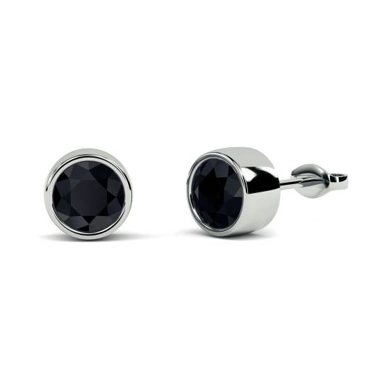 Runde Ohrringe mit schwarzem Diamanten
