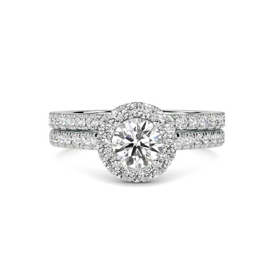 Runder Diamant-Schulterring mit passendem Band